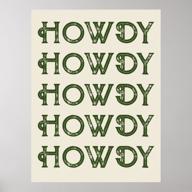 Hem i Howdy Typography Western Wall Ranch Cabin Poster (Framsidan)