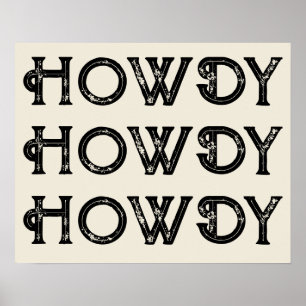 Hem i Howdy Typography Western Wall Ranch Cabin Poster