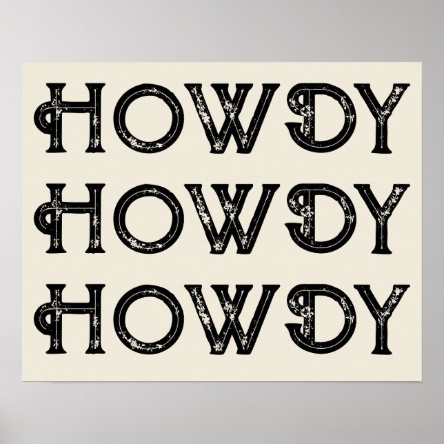 Hem i Howdy Typography Western Wall Ranch Cabin Poster (Framsidan)
