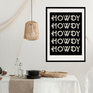 Hem i Howdy Typography Western Wall Ranch Cabin Poster
