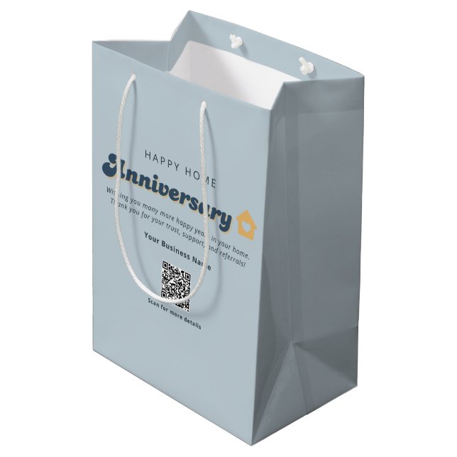 Hem Jubileum Fastigheter QR-kod Retro Blå (Baksidan Vinklad)