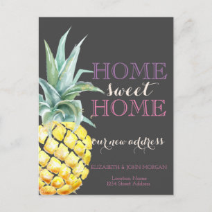 Hem Ljuva Hem, Ananas Grå Ny Adress Meddelande Vykort