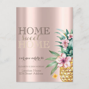 Hem Ljuva Hem,Blommig Ananas,Roséguld  Meddelande Vykort