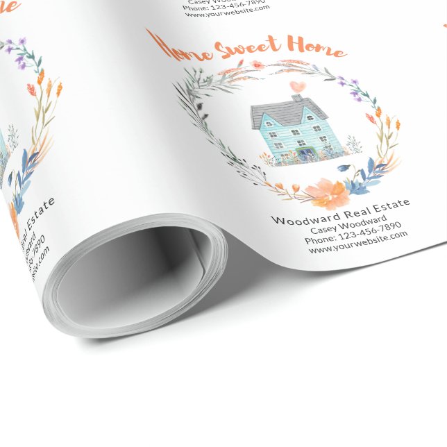 Hem Ljuva Hem Inflyttningsfest Fastighet Anpassad Presentpapper (Rullad Hörn)