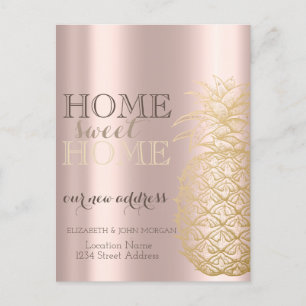Hem Ljuva Hem,Pineapple,Rose Gold Ny adress Meddelande Vykort