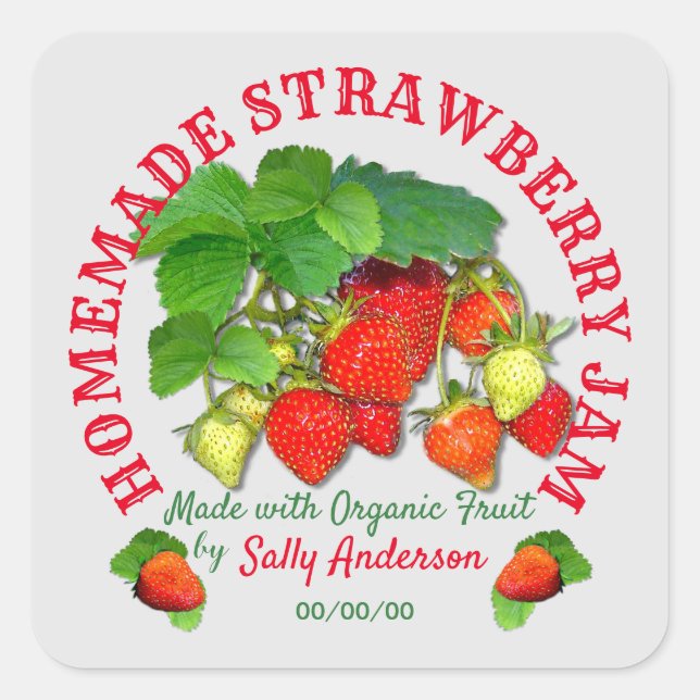Hem Made Strawberry Sylt etikett (Framsida)