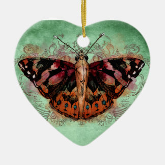 Hem - målad dam julgransprydnad keramik