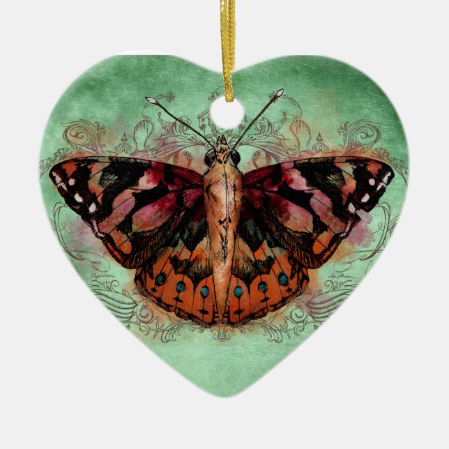 Hem - målad dam julgransprydnad keramik (Framsidan)