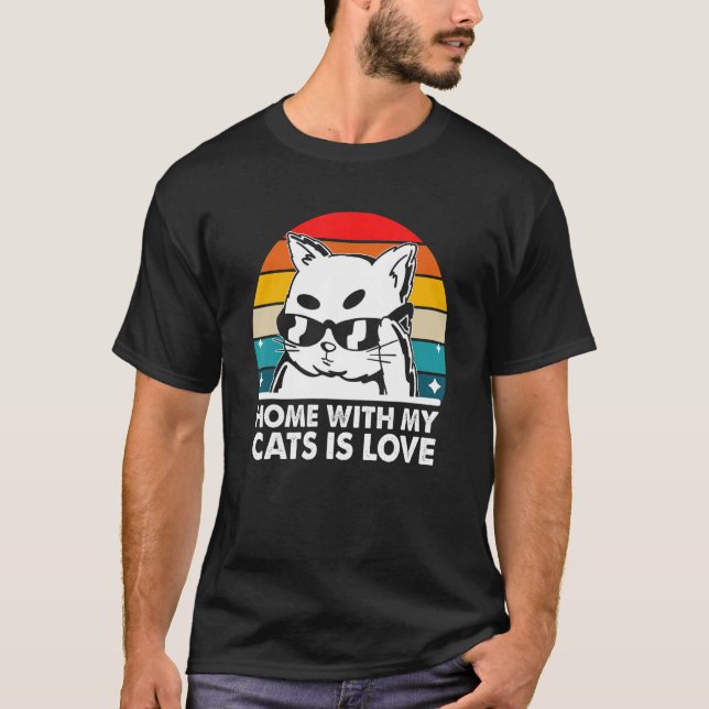 Hem med mina katter är Kärlek Cat Cat Mamma Kitten T Shirt (Framsida)