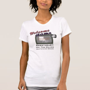 Hem- militärt beställnings- foto för välkomnan t-shirt