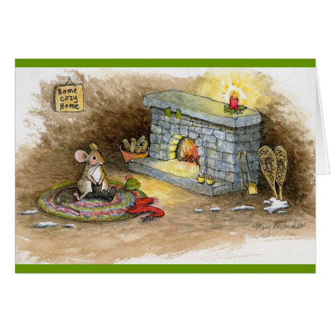 Hem- mysigt Hem-Snowshoe mus Hälsningskort (Framsidan Horizontal)