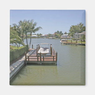 Hem och bryggor på kanal Marco Island Florida Magnet