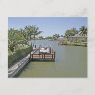 Hem och bryggor på kanal Marco Island Florida Vykort