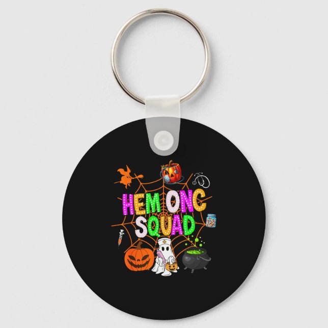 Hem Onc Sjuksköterska Halloween Spöke Peds Hematol Nyckelring (Framsida)