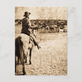 Hem på Range-Vintagen Lone Cowboy Rancher Vykort