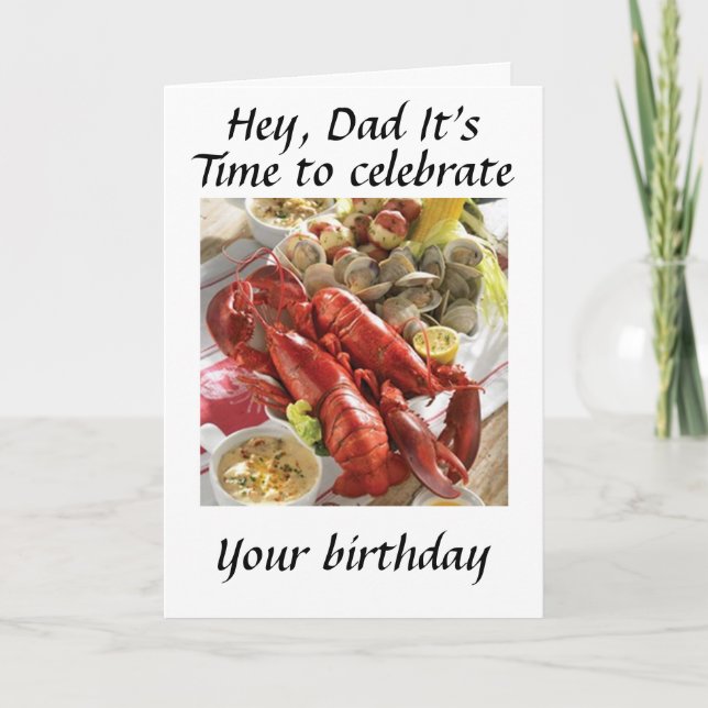 HEM PAPPA ÄR EN LOBSTER BOIL BIRTHDAY WISH KORT (Framsida)