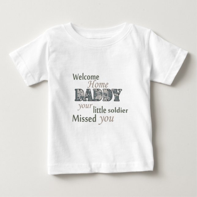 Hem- pappa för välkomnande - "lite soldat ", tee shirt (Framsida)