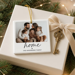 Hem Personlig Familjefoto Jul Julgransprydnad Keramik