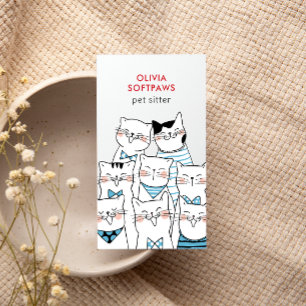 Hem Pet Sitta Cute Lycklig Cat Ansikte LIGHT BLUE Visitkort