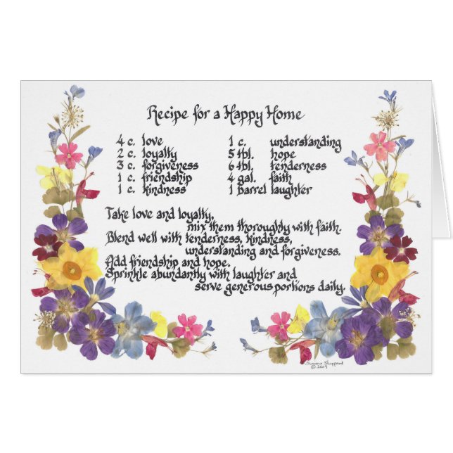 Hem- recept för lycklig hälsningskort (Framsidan Horizontal)