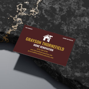 Hem Renovering Allmän Entreprenör Mörk Vinröd Visitkort