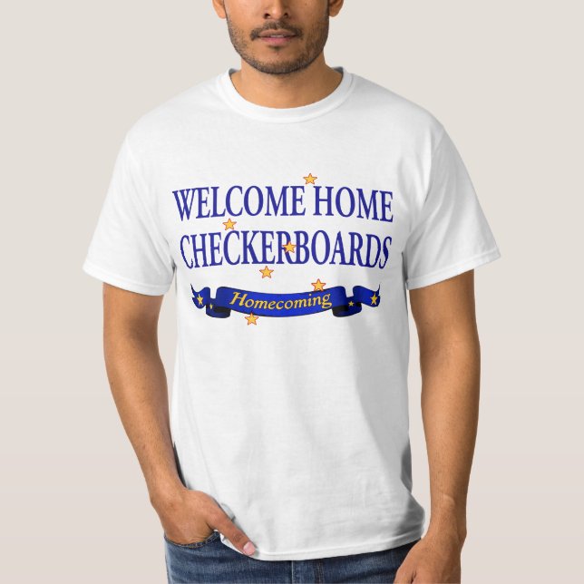 Hem- schackbräde för välkomnande t shirt (Framsida)