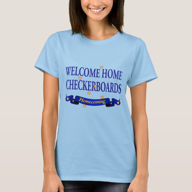 Hem- schackbräde för välkomnande t-shirt (Framsida)