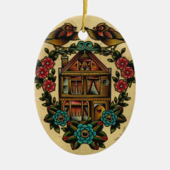 hem- sötsakhem julgransprydnad keramik (Framsidan)