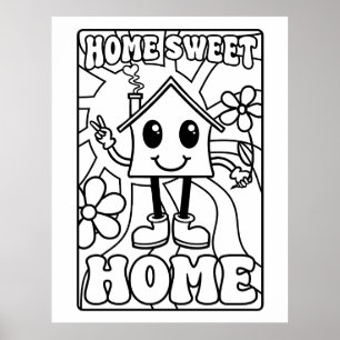 hem, sött hem FÄRG DITT EGET POSTER nytt hem