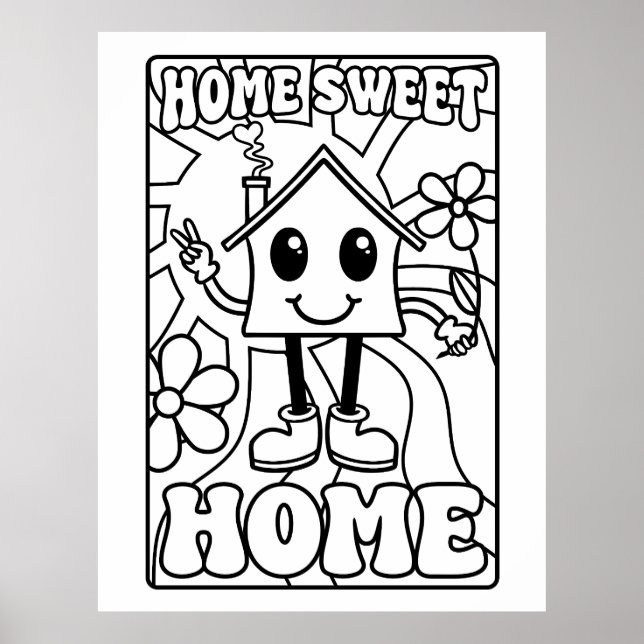 hem, sött hem FÄRG DITT EGET POSTER nytt hem (Framsidan)