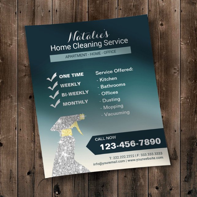 Hem Städning House Keeping Service Teal Ombre Flygblad (Skapare uppladdad)