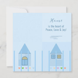 Hem, staket och färgstarka tulpaner blå Party Inbj Meddelande