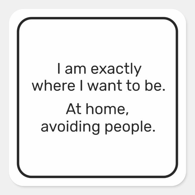 Hem (svart) fyrkantigt klistermärke (Framsida)