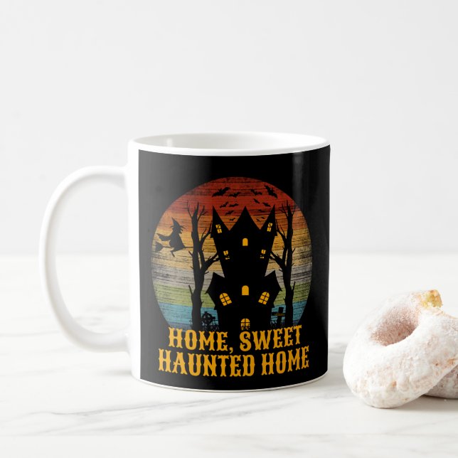 HEM SVEET HAUNTED HOME roligt halloween Kaffemugg (Med munk)