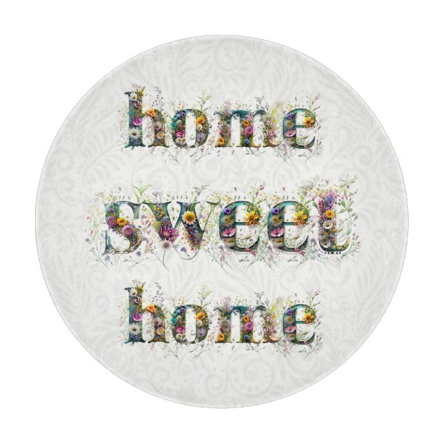 HEM SWEET HOME-dekorativ text i jokblommor (Framsidan)
