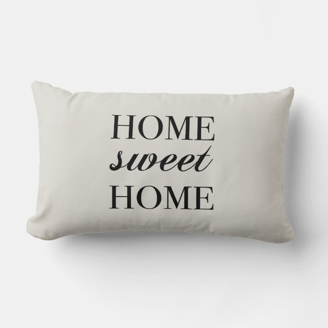 Hem Sweet Home Greige Farmhouse Pillow Lumbarkudde (Framsida)