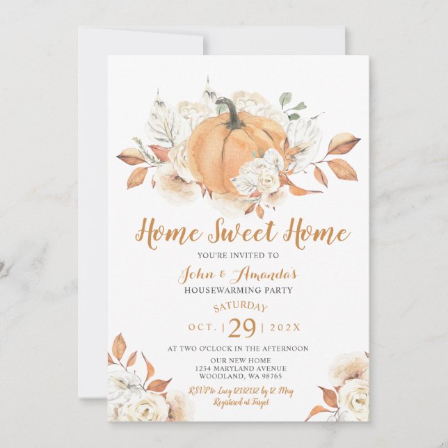 Hem Sweet Home Rustic Pumpkin House Warming Party Inbjudningar (Framsida)