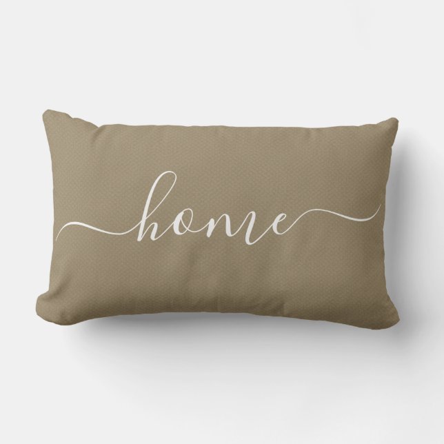 Hem Tan Vit Citat Chic Kalligrafi Typografi Lumbarkudde (Framsida)