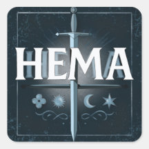HEMA medeltida svärdesemblem – Blå Graffiti-stil