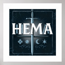 HEMA medeltida svärdsemblem – Blå Graffiti-stil