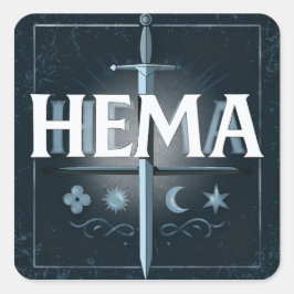 HEMA Medieval Sword Emblem – Blue Graffiti Style Fyrkantigt Klistermärke
