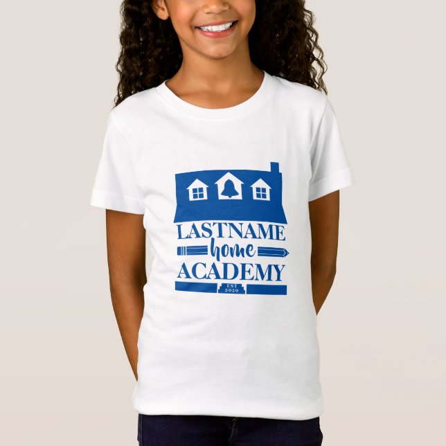 Hemakademiskt Personlig Blue Homeschool House T Shirt (Framsida)