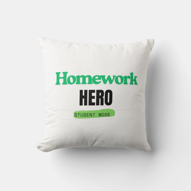 Hemarbete Hero: Student Mode Tee Kudde (Framsida)