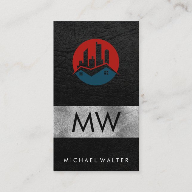 Hemarkitekt Byggnad | Läder Visitkort (Framsida)