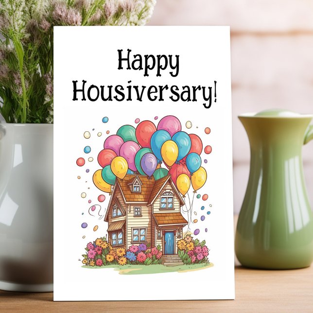 Hemårsdagen för lycklig anteckningskort (House anniversary cards for one year home anniversary.)