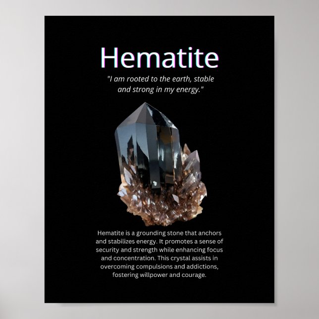 Hematite Crystal Stone betyder Poster (Framsidan)