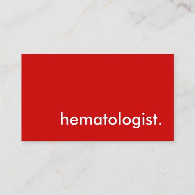 Hematolog. Visitkort (Framsida)