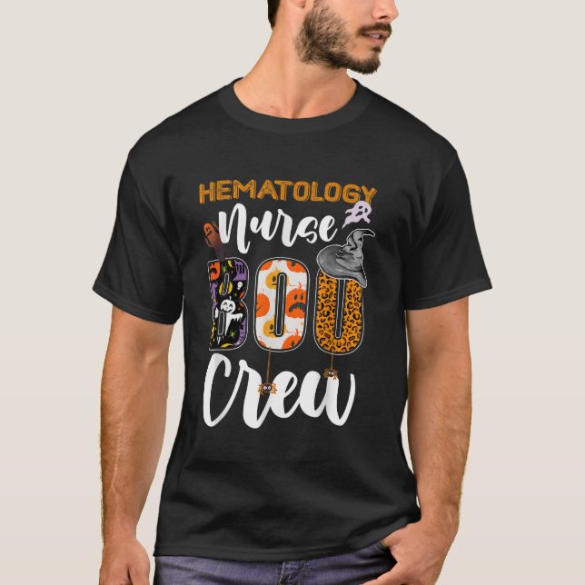 Hematologi Nurse Boo Crew Roligt RN Halloween Matc T Shirt (Framsida)