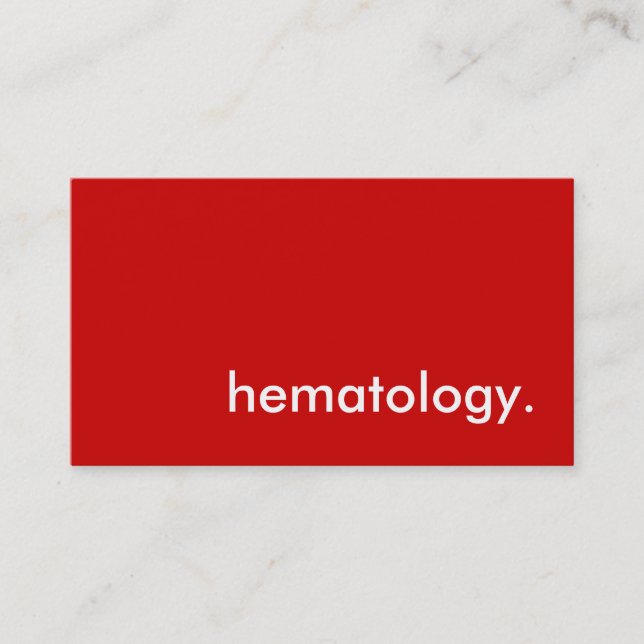 Hematologi. Visitkort (Framsida)