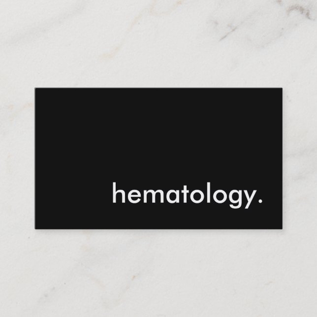 Hematologi. Visitkort (Framsida)